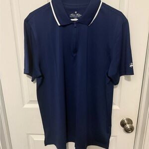 NEW Performance Series Quarter-Zip Pique Polo Shirt Mens Sz L Navy Golf Office